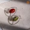 VIETNAM HANDICRAFT SILVER & CERAMIC EARRINGS - LANTERN GLOW