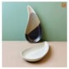 VIETNAM HANDICRAFT CERAMIC DROP SHAPE PLATE 7 Handmade Pottery