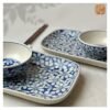 VIETNAM HAND-PAINTED CERAMIC - BLUE FLOWER SLAY RECTANGLE PLATE - Ảnh 2