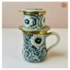VIETNAM HANDICRAFT CERAMIC & BRASS COFFEE SET