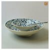 VIETNAM HAND-PAINTED CERAMIC - SALAD BOWL IN BLUE FLOWERS PATTERN