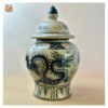 VIETNAM HAND-PAINTED CRACKLED CERAMIC 016 - DECORATIVE FLOWER VASE