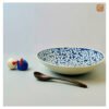 VIETNAM HAND-PAINTED CERAMIC - BIG CURRY SOUP BOWL IN BLUE FLOWERS