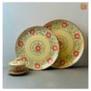 VIETNAM HAND-PAINTED CERAMIC - ROUND PLATTER IN RED FLOWERS D35