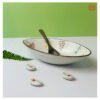 VIETNAM HAND-PAINTED CERAMIC - BOAT SHAPED BOWL IN DRAGONFLY PATTERN