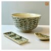 VIETNAM HAND-PAINTED CERAMIC - HIGH BIG NOODLES SOUP BOWL IN FISH PATTERN