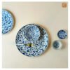 VIETNAM HAND-PAINTED ROUND PLATE IN BLUE FLOWERS D20