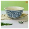 VIETNAM HAND-PAINTED CERAMIC - HIGH BIG NOODLES SOUP BOWL IN BLUE CLIMBING PATTERN