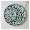 VIETNAM HAND-PAINTED CERAMIC - ROUND PLATTER IN BLUE FLOWERS D30
