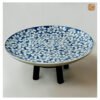 VIETNAM HAND-PAINTED CERAMIC - ROUND PLATTER IN BLUE FLOWERS D30 - Ảnh 2