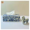 VIETNAM HAND-PAINTED CERAMIC - TISSUE BOX IN BLUE PATTERN