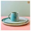 VIETNAM HANDICRAFT CERAMIC PIZZA PLATE D33 10 Ceramic cups handmade