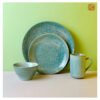 VIETNAM HANDICRAFT CERAMIC FLAT ROUND PLATE D26 15 Ceramic Cups Handmade