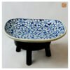 VIETNAM HAND-PAINTED CERAMIC - SLAY SQUARE PLATE IN BLUE FLOWERS 7 VIETNAM HAND-PAINTED CERAMIC - SLAY SQUARE PLATE IN BLUE FLOWERS - Ảnh 3