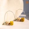 VIETNAM HANDICRAFT SILVER & CERAMIC EARRINGS - SUNLIT
