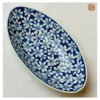 VIETNAM HAND-PAINTED CERAMIC - BOAT SHAPED IN BLUE FLOWERS PATTERN