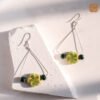 VIETNAM HANDICRAFT SILVER & CERAMIC EARRINGS - VERDANT BLOOM