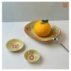 VIETNAM HAND-PAINTED CERAMIC - SLAY SQUARE PLATE IN RED FLOWERS