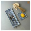 VIETNAM HAND-PAINTED CERAMIC - SUSHI TRAY IN BLUE CLIMBING