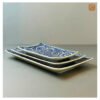 VIETNAM HAND-PAINTED CERAMIC - RECTANGLE PLATE IN BLUE PATTERN S3