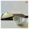 VIETNAM HAND-PAINTED CERAMIC - DESSERT BOWL IN BLUE FLOWERS PATTERN