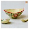 VIETNAM HAND-PAINTED CERAMIC -DESSERT BOWL IN RED FLOWERS PATTERN
