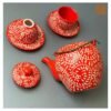 VIETNAM HANDMADE CARVING CERAMIC - RED CLIMBING PATTERN TEA SET 003 5 VIETNAM HANDMADE CARVING CERAMIC - RED CLIMBING PATTERN TEA SET 003 - Ảnh 2