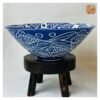 VIETNAM HAND-MADE CARVING CERAMIC LARGE SALAD BOWL IN UNIQUE PATTERN 9 Handmade Pottery