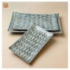 VIETNAM HAND-PAINTED CERAMIC - RECTANGLE PLATE IN FISH PATTERN S3