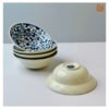 VIETNAM HAND-PAINTED CERAMIC - ICE CREAM BOWL IN BLUE FLOWERS