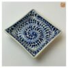 VIETNAM HAND-PAINTED CERAMIC - SQUARE SAUCE PLATE IN BLUE PATTERN