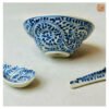 VIETNAM HAND-PAINTED CERAMIC - SOUP BOWL IN BLUE CLIMBING PATTERN