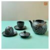 VIETNAM HANDMADE CARVING CERAMIC - BLACK FLOWER PATTERN TEA SET 004 5 VIETNAM HANDMADE CARVING CERAMIC - BLACK FLOWER PATTERN TEA SET 004 - Ảnh 2