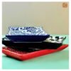 VIETNAM HANDICRAFT CARVING CERAMIC RECTANGLE PLATE S4 7 Unique Handmade Pottery