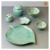 VIETNAM HANDICRAFT CERAMIC SAKE LEAF PLATE