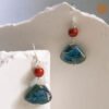 VIETNAM HANDICRAFT SILVER & CERAMIC EARRINGS - FRAGMENTS OF SKY