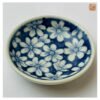 VIETNAM HAND-PAINTED CERAMIC - MINI SAUCE PLATE IN BLUE FLOWERS