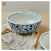 VIETNAM HAND-PAINTED CERAMIC - UDON SOUP BOWL IN BLUE FLOWERS