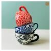 VIETNAM HANDICRAFT CARVING CERAMIC CAPPUCCINO ART CUP