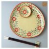 VIETNAM HAND-PAINTED CERAMIC - SLAY TRIANGLE IN RED FLOWERS