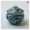 VIETNAM CERAMIC SUGAR BOX IN BLUE CLIMBING PATTERN