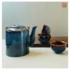 VIETNAM HANDMADE CERAMIC TEA SET IN UNIQUE BLUE VERSION 008
