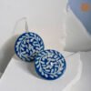 VIETNAM HANDICRAFT SILVER & CERAMIC EARRINGS - BLUE RADIANT REVERIE