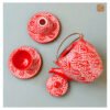 VIETNAM CARVING CERAMIC - RED LEAF PATTERN TEA SET 005 - Ảnh 4